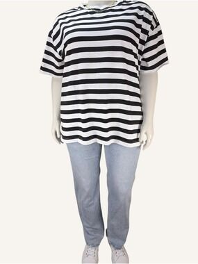 Ampersand Ave Seeing Stripes Boyfriend Tee XL Breton Stripe NWT